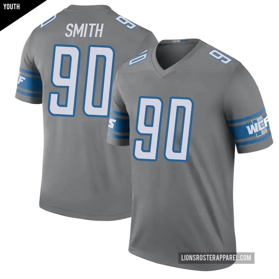 Youth Detroit Lions ＃90 Chris Smith Legend Color Rush Steel Jersey