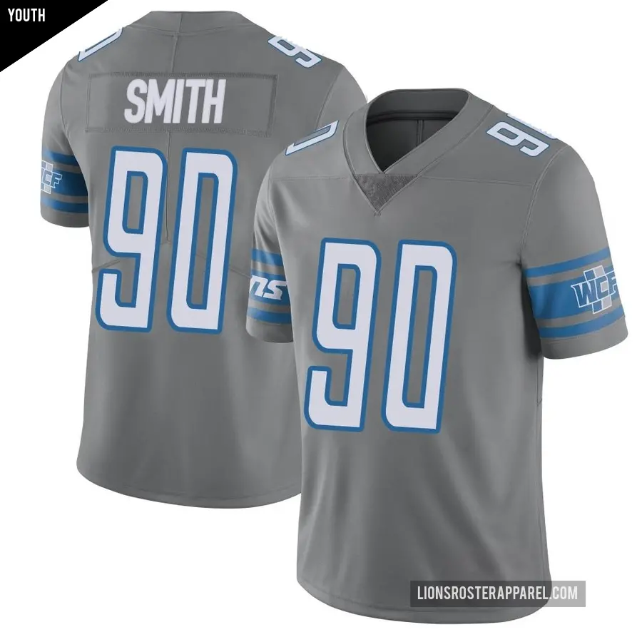 Youth Detroit Lions ＃90 Chris Smith Limited Color Rush Steel Vapor Untouchable Jersey